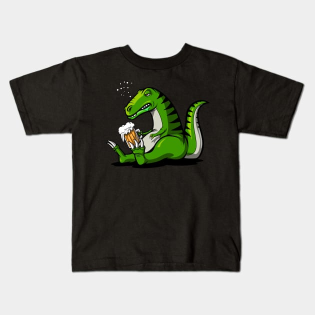 T-Rex Dinosaur Beer Party Kids T-Shirt by underheaven